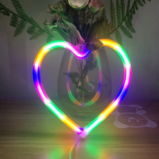 Bedroom Night Lights Heart Lamps Neon