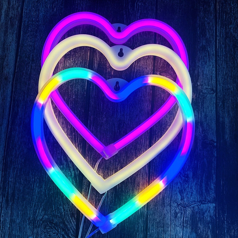 Bedroom Night Lights Heart Lamps Neon