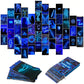 50Pcs Blue Neon Aesthetic Pictures Wall Collage