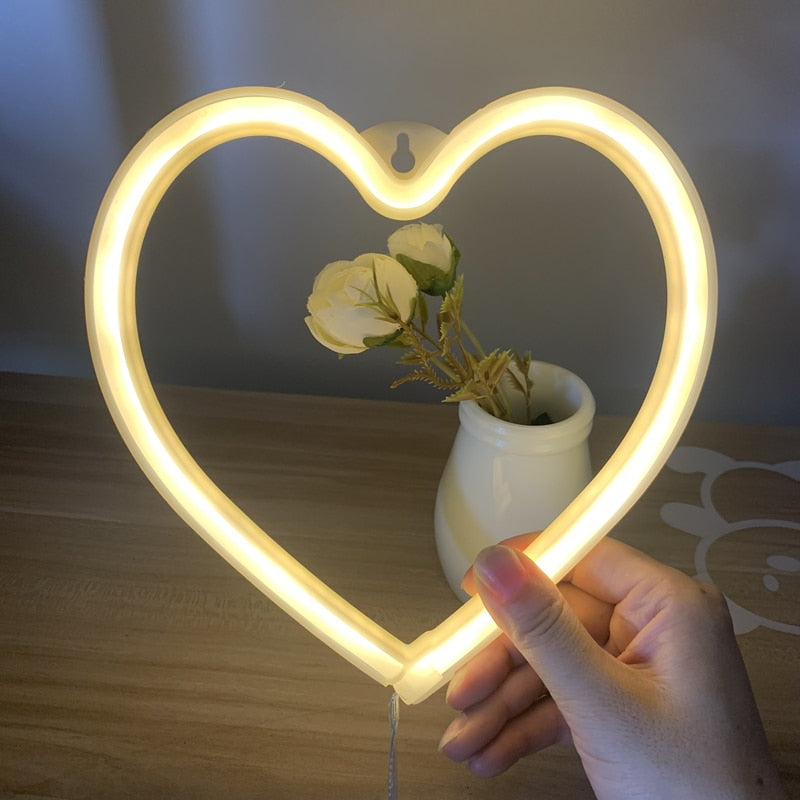 Bedroom Night Lights Heart Lamps Neon