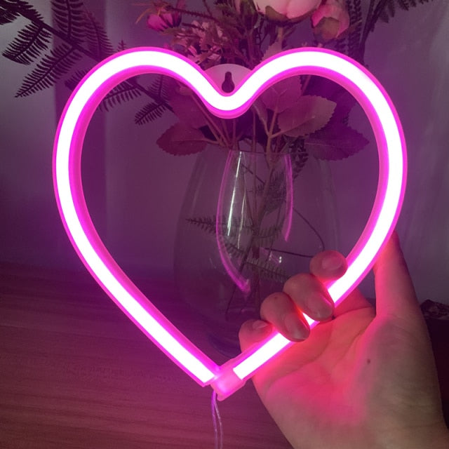 Bedroom Night Lights Heart Lamps Neon