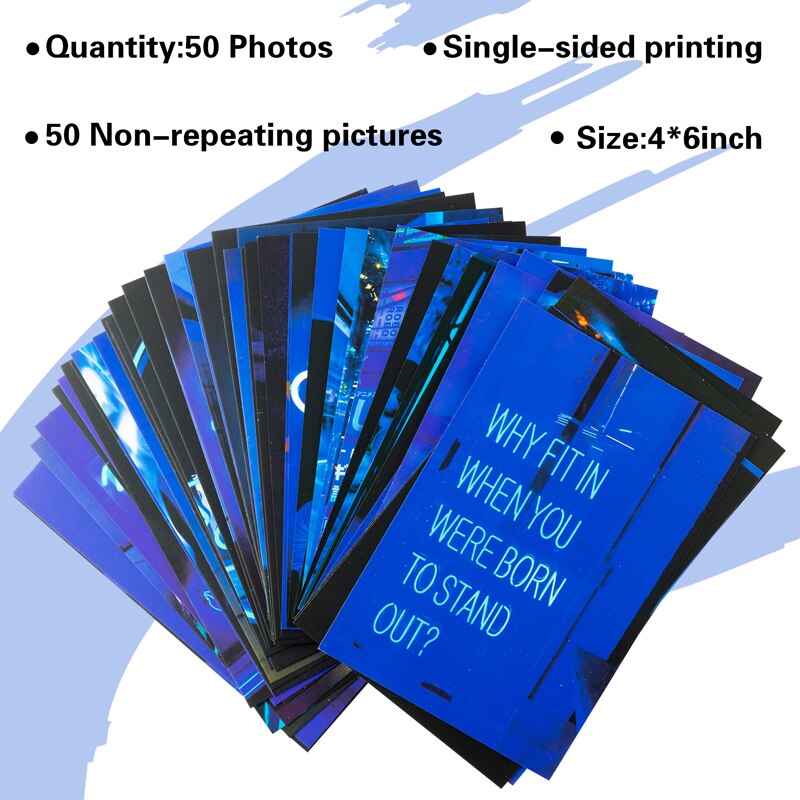 50Pcs Blue Neon Aesthetic Pictures Wall Collage