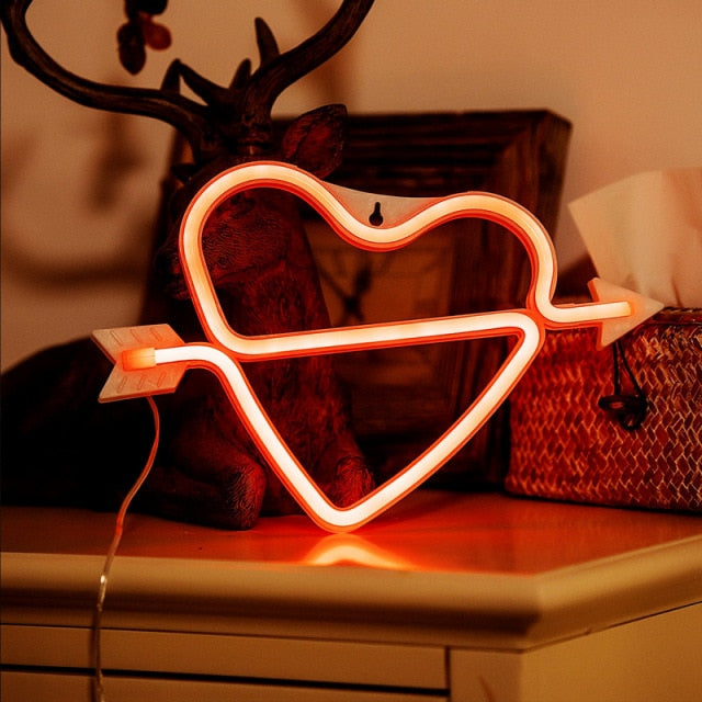 Bedroom Night Lights Heart Lamps Neon