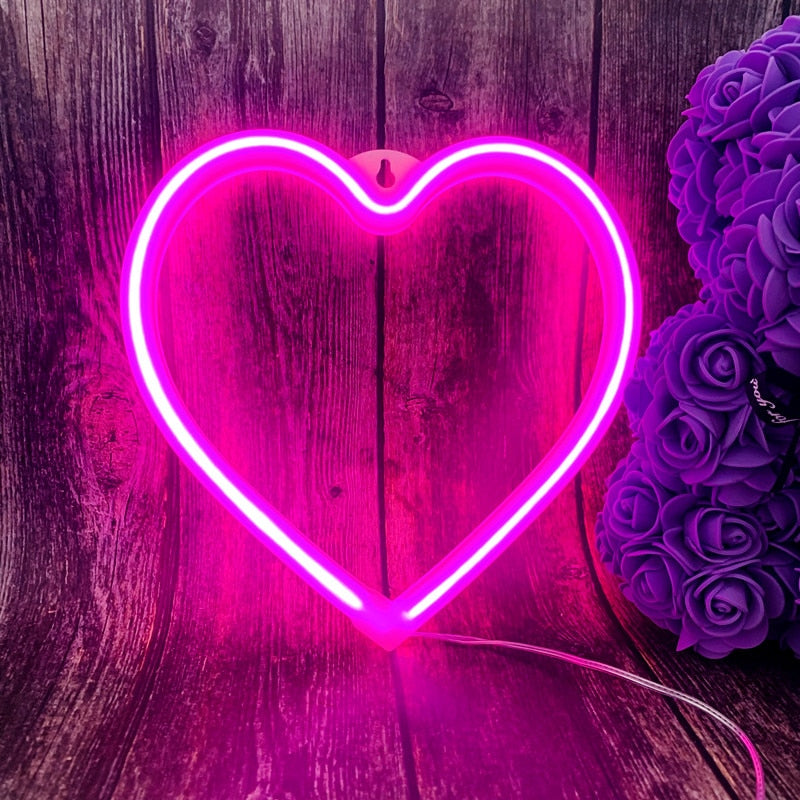 Bedroom Night Lights Heart Lamps Neon